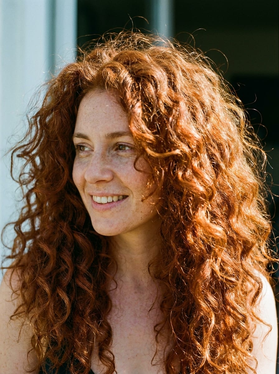 Lockige Kupfer Haare - Kupfer Haarfarbe